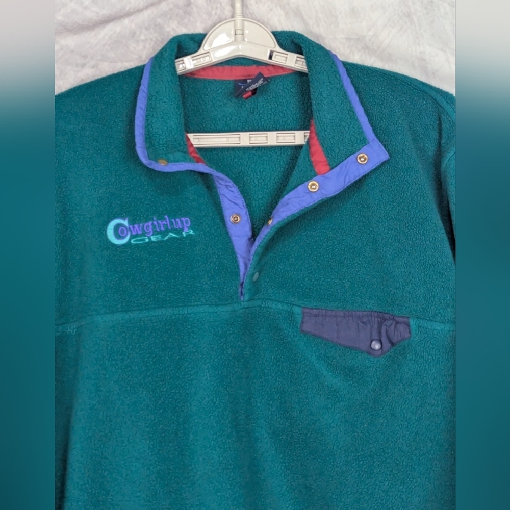 Port Authority Large Fleece Pullover With Snaps Embroidered COWGIRL UP Logo - Picture 5 of 10